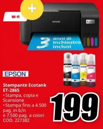 MediaWorld EPSON Stampante Ecotank ET 2865 offerta