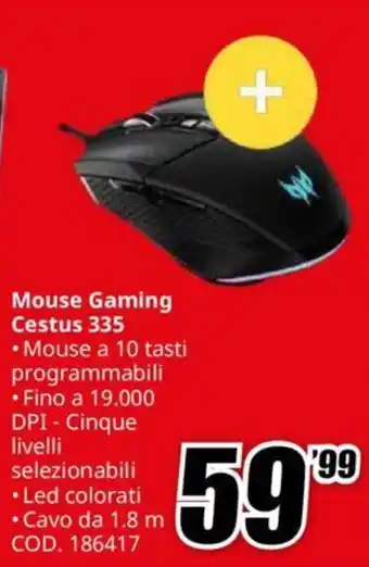 MediaWorld Mouse Gaming Cestus 335 offerta