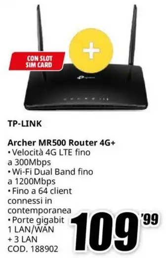 MediaWorld TP-LINK Archer MR500 Router 4G+ offerta