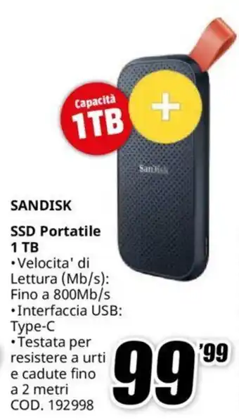 MediaWorld SANDISK SSD Portatile 1 TB offerta