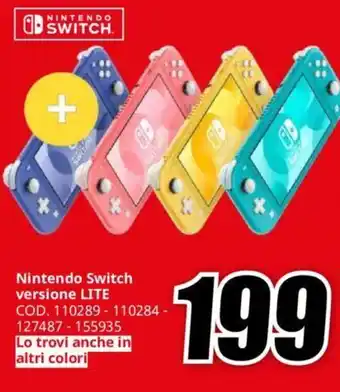MediaWorld Nintendo Switch versione LITE offerta
