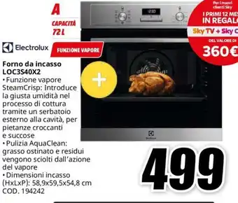 MediaWorld Electrolux Forno da incasso LOC3S40X2 offerta