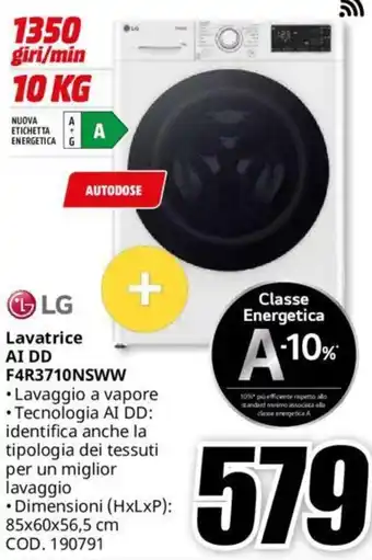 MediaWorld LG Lavatrice AI DD F4R3710NSWW offerta