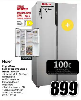 MediaWorld Haier Frigorifero Side by Side 90 Serie 5 HSR5918DNMP offerta