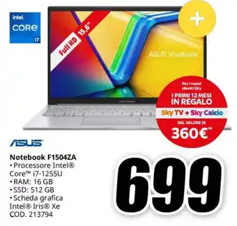 MediaWorld ASUS Notebook F1504ZA offerta