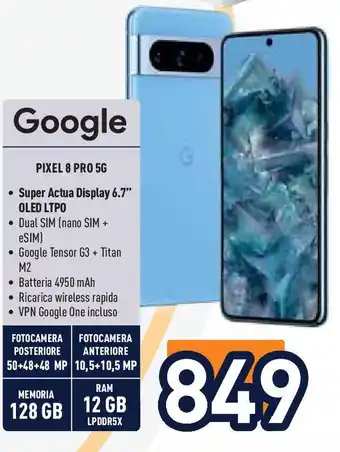 Unieuro Google PIXEL 8 PRO 5G offerta