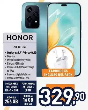 Unieuro HONOR 200 LITE 5G offerta