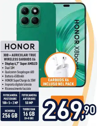 Unieuro HONOR X8B+ AURICOLARI TRUE WIRELESS EARBUDS X6 offerta