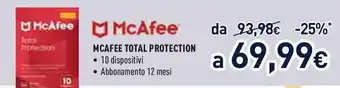 Unieuro McAfee McAfee TOTAL PROTECTION offerta