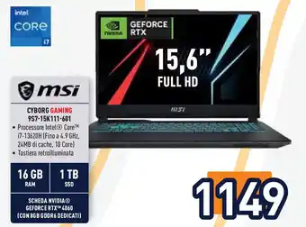 Unieuro msi CYBORG GAMING 957-15K111-601 offerta