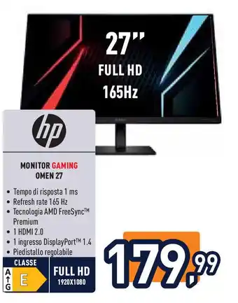 Unieuro MONITOR GAMING OMEN 27 offerta