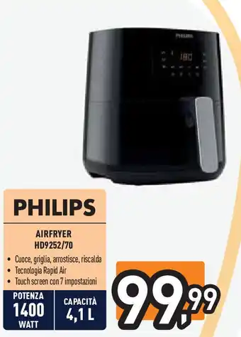 Unieuro PHILIPS AIRFRYER HD9252/70 offerta