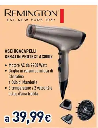 Unieuro REMINGTON ASCIUGACAPELLI KERATIN PROTECT AC8002 offerta