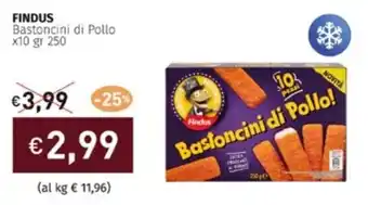 Prezzemolo e Vitale FINDUS Bastoncini di Pollo x10 gr 250 offerta