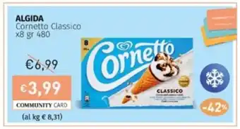 Prezzemolo e Vitale ALGIDA Cornetto Classico x8 gr 480 offerta