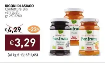 Prezzemolo e Vitale RIGONI DI ASIAGO Confetture Bio vari gusti gr 250/260 offerta