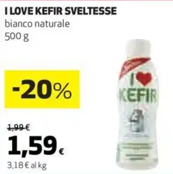 Ipercoop I LOVE KEFIR SVELTESSE bianco naturale 500 g offerta