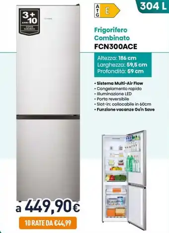 Unieuro Hisense Frigorifero Combinato FCN300ACE offerta