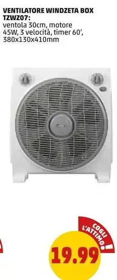 PENNY VENTILATORE WINDZETA BOX TZWZ07 offerta