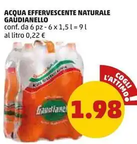 PENNY ACQUA EFFERVESCENTE NATURALE GAUDIANELLO conf. da 6 pz - 6 x 1,5 l offerta