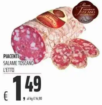 Coop Piacenti Salame Toscano l'etto offerta