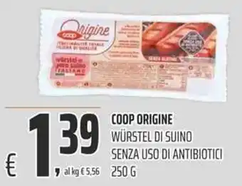 Coop Coop Origine Würstel di Suino senza Uso di Antibiotici 250g offerta