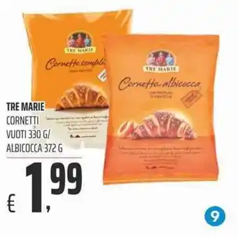 Coop Tre Marie Cornetti Vuoti 330g/Albicocca 372g offerta