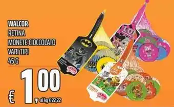 Coop Walcor Retina Monete Cioccolato vari tipi 45g offerta