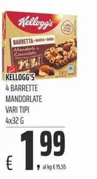 Coop Kellogg's 4 Barrette Mandorlate vari tipi 4x32g offerta