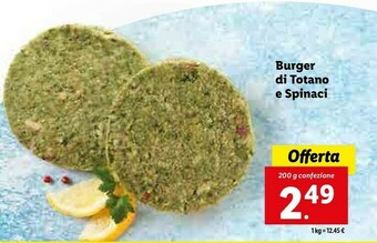Lidl Burger di totano e spinaci offerta