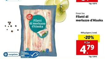 Lidl Ocean sea filetti di merluzzo d'alaska offerta