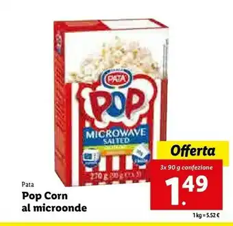 Lidl Pata pop corn al microonde offerta