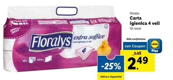 Lidl Floralys carta igienica 4 veli offerta
