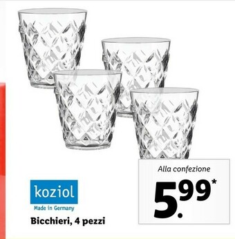 Lidl Koziol bicchieri offerta