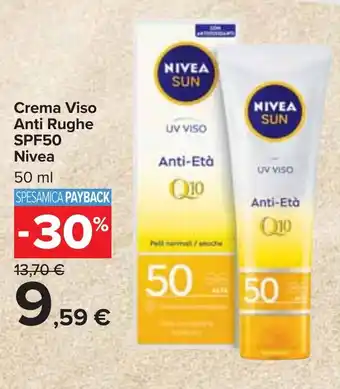 Carrefour Market Crema Viso Anti Rughe SPF50 Nivea 50 ml offerta