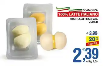 Qui Discount SCAMORZA 100% LATTE ITALIANO BIANCA/AFFUMICATA 250 GR offerta