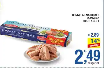 Qui Discount TONNO AL NATURALE DONZELA 80 GR X 3+1 offerta