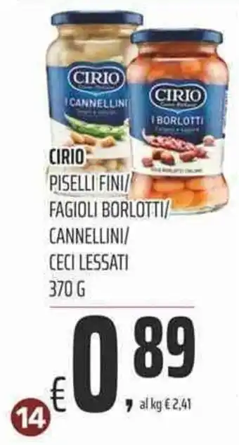 Coop Cirio Piselli Fini/Fagioli Borlotti/Cannellini/Ceci Lessati 370g offerta