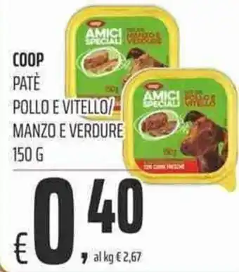 Coop Coop Patè Pollo e Vitello/Manzo e Verdure 150g offerta