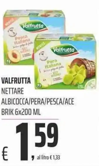 Coop Valfrutta Nettare Albicocca/Pera/Pesca/Ace Brik 6x200ml offerta