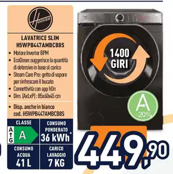 Unieuro Hoover LAVATRICE SLIM H5WPB447AMBCB8S offerta