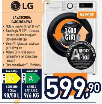 Unieuro LG LAVASCIUGA D4R3009NSWB offerta