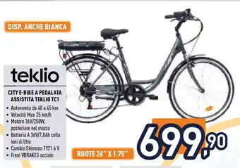 Unieuro teklio CITY E-BIKE A PEDALATA ASSISTITA TEKLIO TC1 offerta