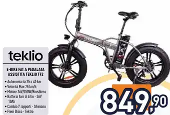 Unieuro teklio E-BIKE FAT A PEDALATA ASSISTITA TEKLIO TF2 offerta
