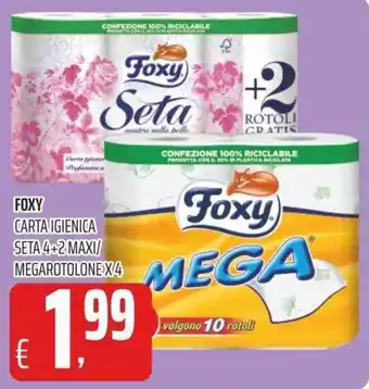 Coop Foxy Carta Igienica Seta 4+2 Maxi/Megarotolone x4 offerta