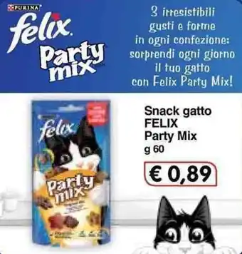 Famila Purina Felix Party Mix Snack gatto 60g offerta
