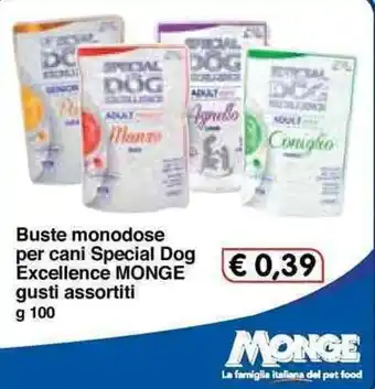 Famila Monge Special Dog Excellence Buste monodose per cani gusti assortiti 100g offerta