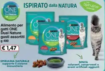 Famila Purina One Dual Nature Alimento per gatti gusti assortiti 400g offerta