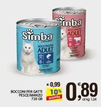 Qui Discount BOCCONI PER GATTI PESCE/MANZO 720 GR offerta