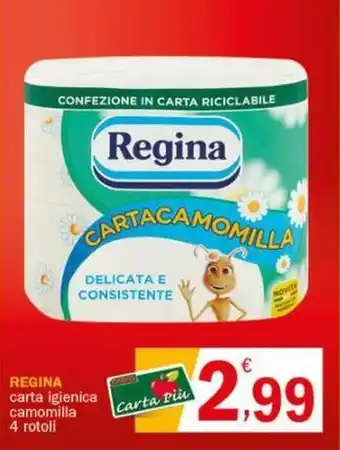 Crai REGINA carta igienica camomilla 4 rotoli offerta